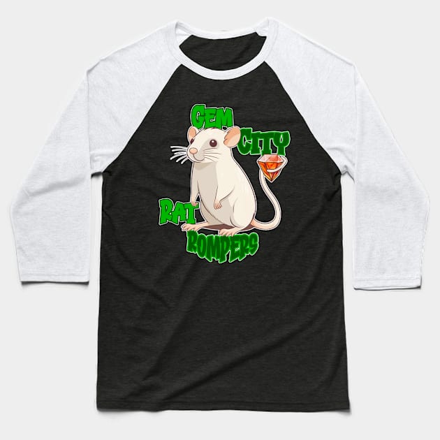 Gem City Rat Rompers Baseball T-Shirt by nonbeenarydesigns